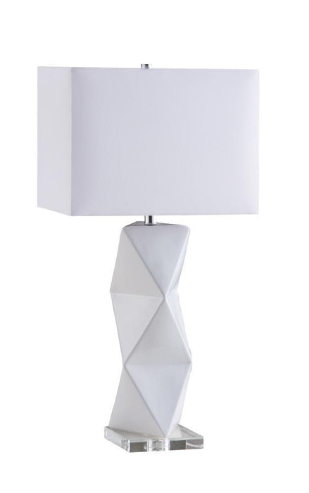 Camie Geometric Ceramic Base Table Lamp White