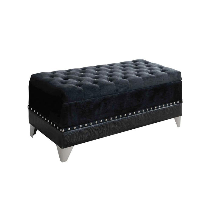 Barzini Tufted Rectangular Trunk with Nailhead Black