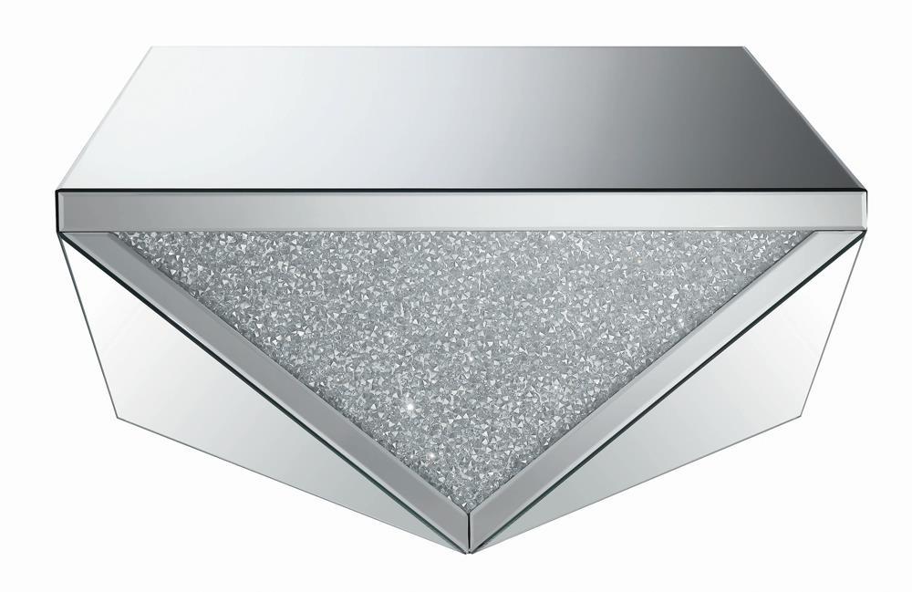 Amore Square Coffee Table with Triangle Detailing Silver and Clear Mirror