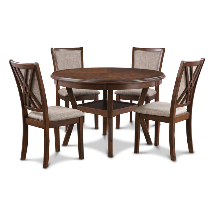 Amy 5 Pc 47" Round Dining Set-Cherry