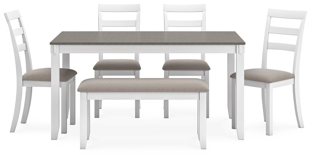 Stonehollow Dining Table and Chairs with Bench (Set of 6) - Home And Beyond