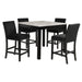 Celeste 5Pc 42" Marble Finish Counter Table & 4 Chairs-Black