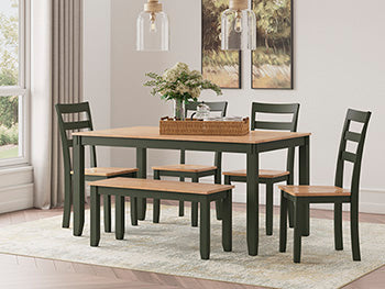 Gesthaven Dining Table with 4 Chairs and Bench (Set of 6) - Home And Beyond