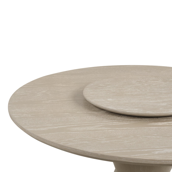 Gwendolyn Round Dining Table Top & Lazy Susan-Cerused Taupe