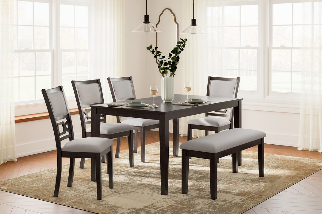 Langwest Dining Table and 4 Chairs and Bench (Set of 6) - Home And Beyond