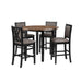 Potomac 42" Round Counter Table & 4 Chairs -Brown/Black
