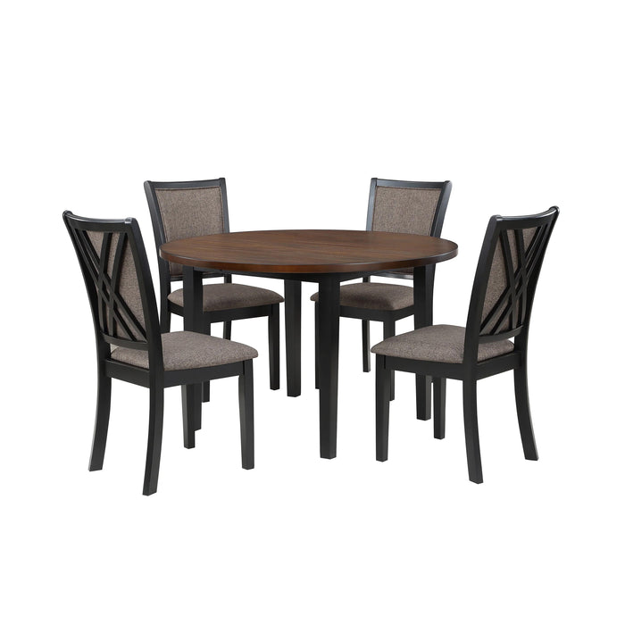 Potomac 48" Round Dining Table & 4 Chairs-Brown/Black