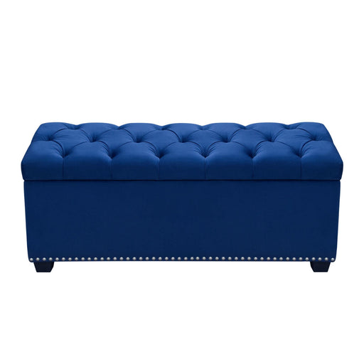 Majestic Tufted Velvet Lift-Top Storage Trunk w/ Nail Head Accent by Diamond Sofa - Royal Blue Velvet image