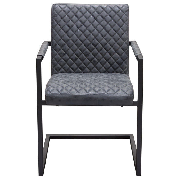 Nolan 2-Pack Dining Chairs in Charcoal Diamond Tufted Leatherette on Charcoal Powder Coat Frame by Diamond Sofa