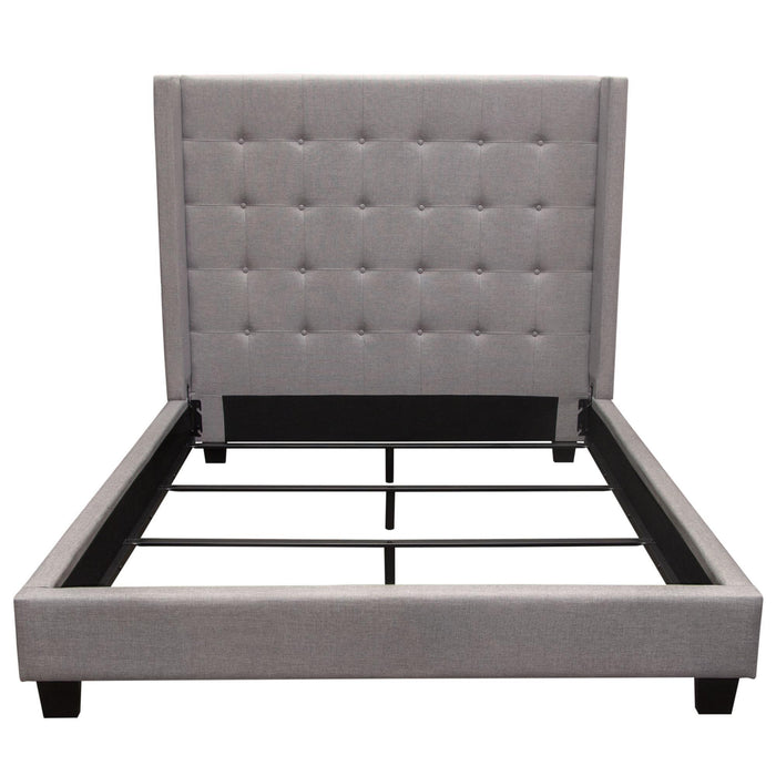 Madison Ave Tufted Wing Queen Bed in Light Grey Button Tufted Fabric by Diamond Sofa image