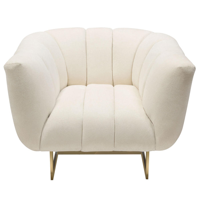 Venus Cream Fabric Chair w/ Contrasting Pillows & Gold Finished Metal Base by Diamond Sofa