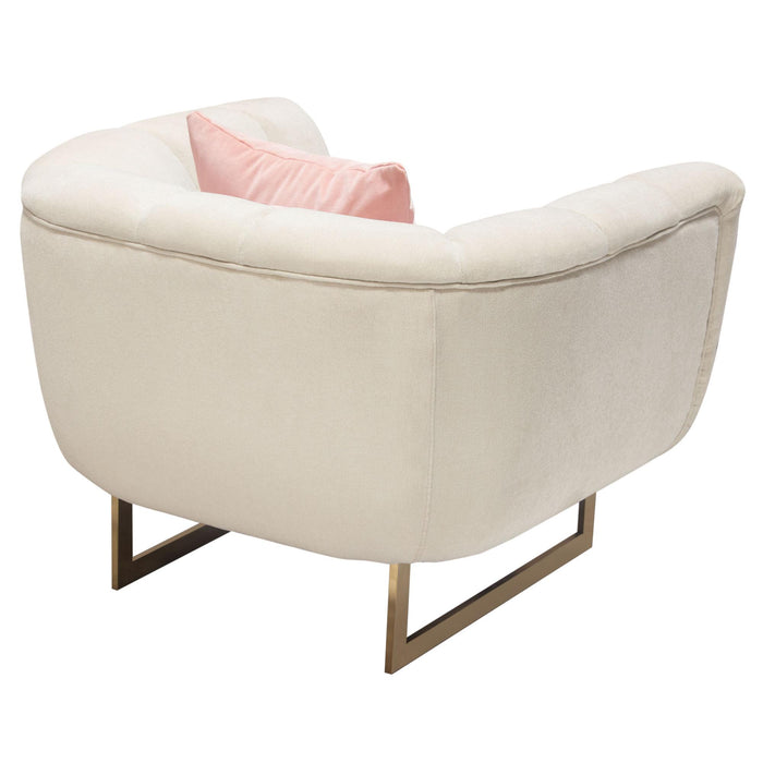 Venus Cream Fabric Chair w/ Contrasting Pillows & Gold Finished Metal Base by Diamond Sofa