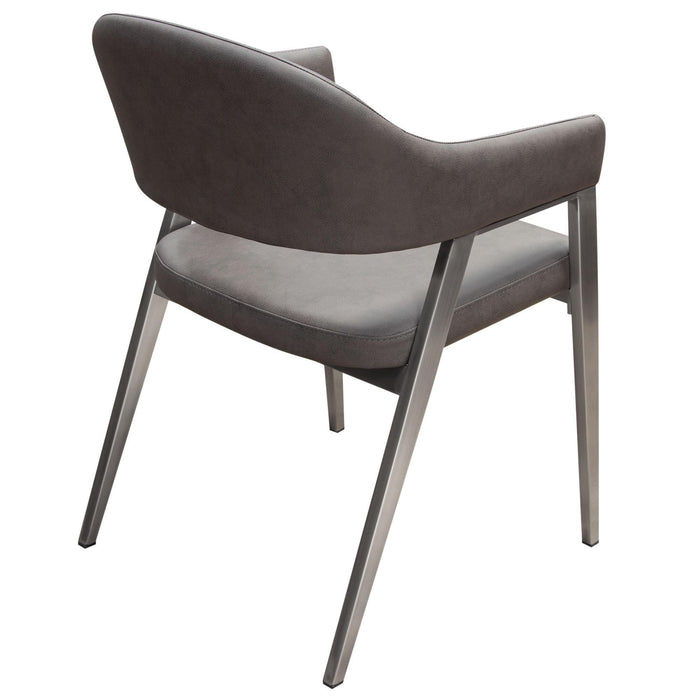 Adele Set of Two Dining/Accent Chairs in Grey Leatherette w/ Brushed Stainless Steel Leg by Diamond Sofa