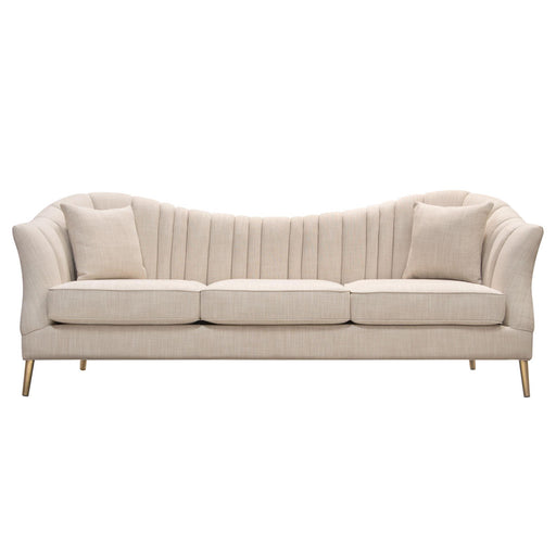 Ava Sofa in Sand Linen Fabric w/ Gold Leg by Diamond Sofa image