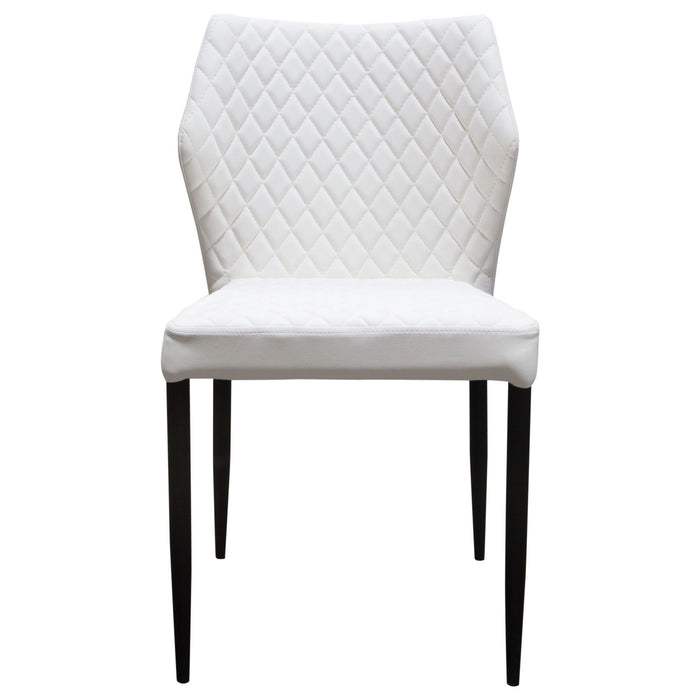 Milo 4-Pack Dining Chairs in White Diamond Tufted Leatherette with Black Powder Coat Legs by Diamond Sofa