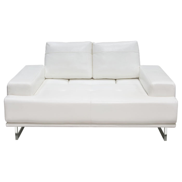 Russo Loveseat w/ Adjustable Seat Backs in White Air Leather by Diamond Sofa