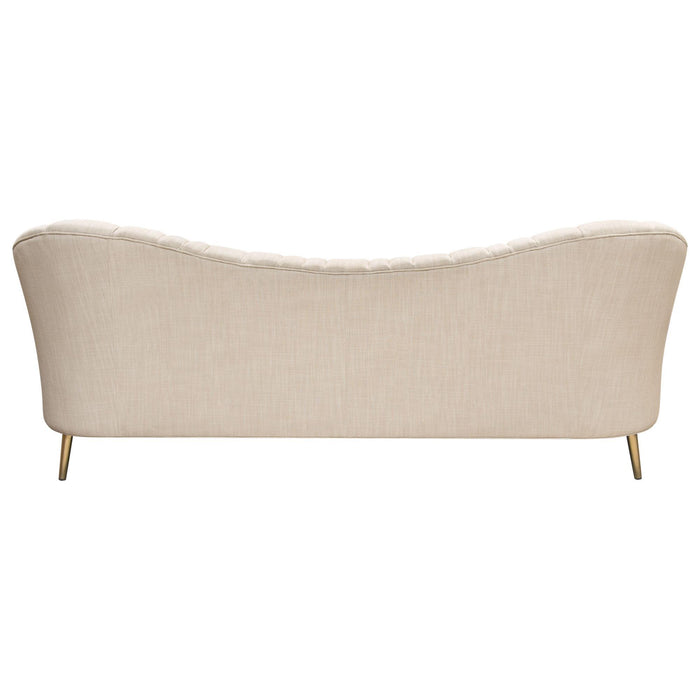 Ava Sofa in Sand Linen Fabric w/ Gold Leg by Diamond Sofa