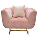 Venus Chair in Blush Pink Velvet w/ Contrasting Pillows & Gold Finished Metal Base by Diamond Sofa image