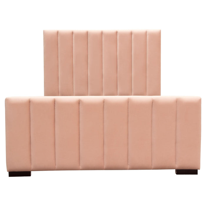 Venus Vertical Channel Tufted Eastern King Bed in Blush Pink Velvet by Diamond Sofa