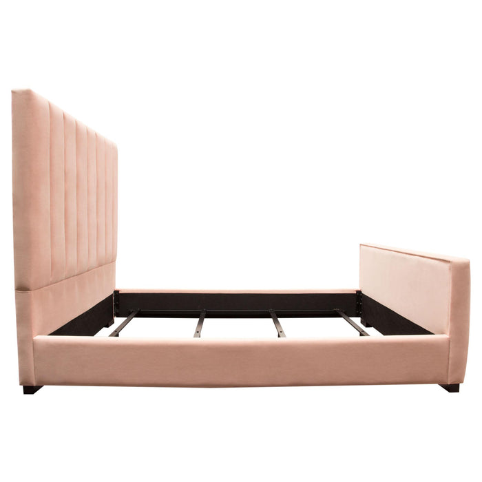 Venus Vertical Channel Tufted Eastern King Bed in Blush Pink Velvet by Diamond Sofa