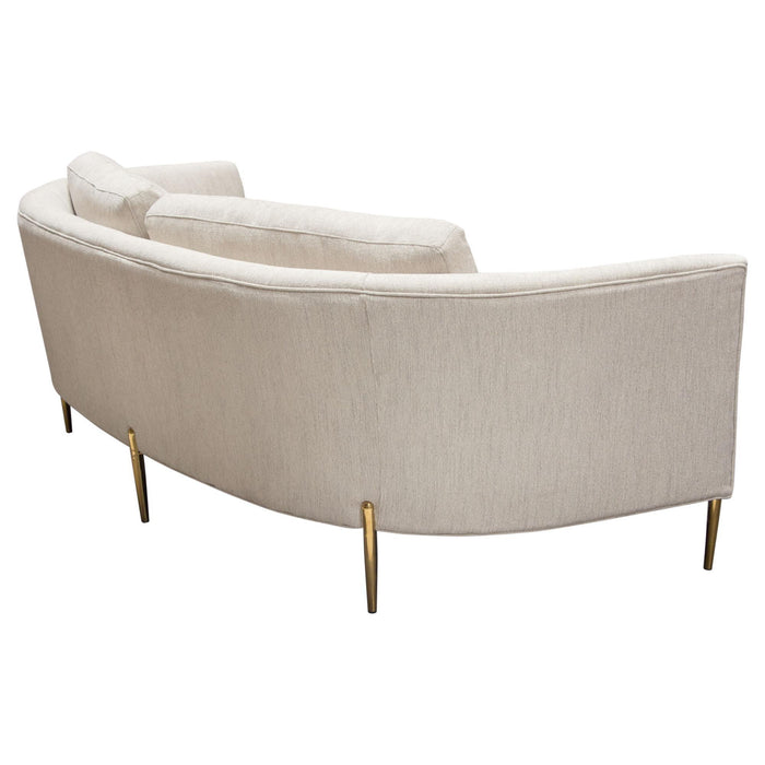 Lane Sofa in Light Cream Fabric with Gold Metal Legs by Diamond Sofa