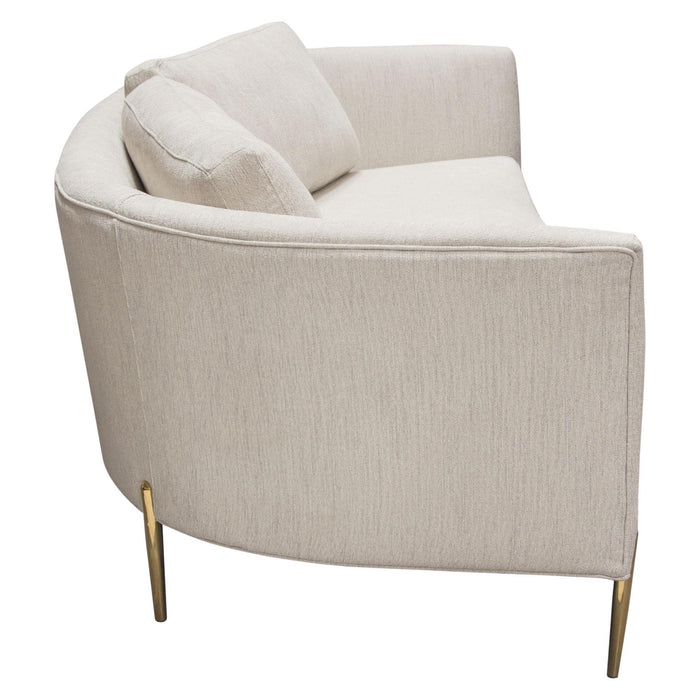 Lane Sofa in Light Cream Fabric with Gold Metal Legs by Diamond Sofa