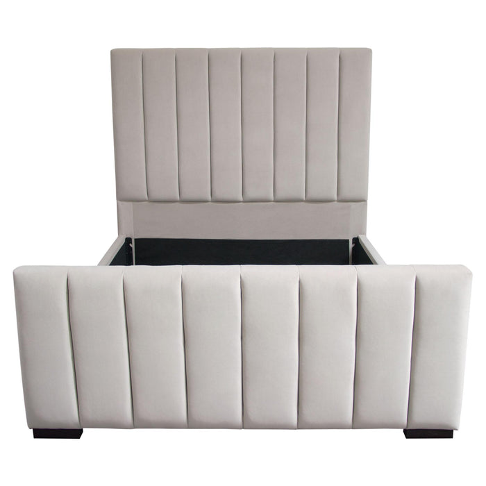 Venus Vertical Channel Tufted Eastern King Bed in Light Grey Velvet by Diamond Sofa image