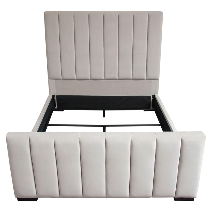 Venus Vertical Channel Tufted Eastern King Bed in Light Grey Velvet by Diamond Sofa