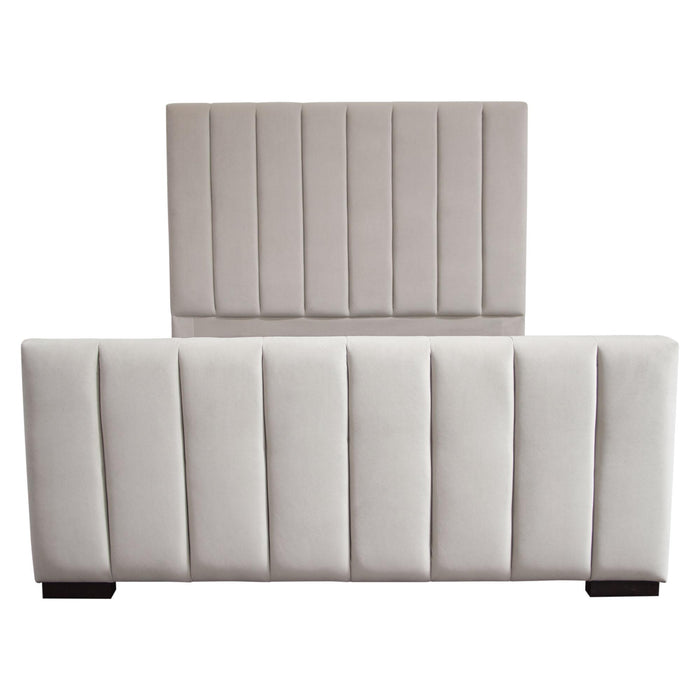 Venus Vertical Channel Tufted Queen Bed in Light Grey Velvet by Diamond Sofa