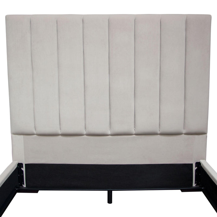 Venus Vertical Channel Tufted Queen Bed in Light Grey Velvet by Diamond Sofa