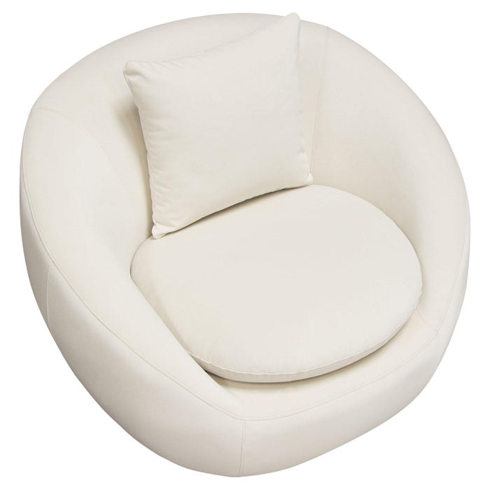 Celine Swivel Accent Chair in Light Cream Velvet w/ Brushed Gold Accent Band by Diamond Sofa