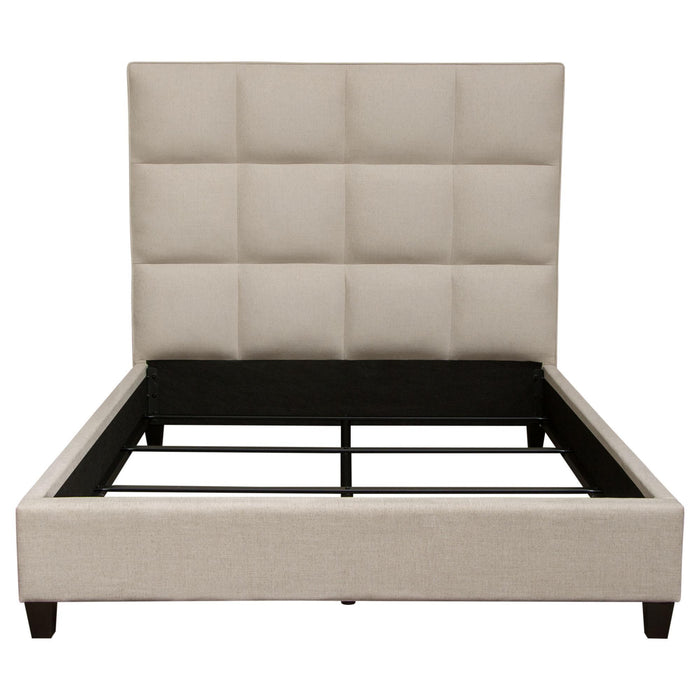 Devon Grid Tufted Eastern King Bed in Sand Fabric by Diamond Sofa