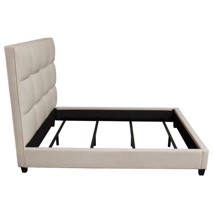 Devon Grid Tufted Queen Bed in Sand Fabric by Diamond Sofa