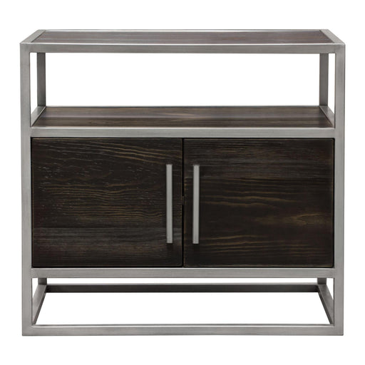 Empire 2-Door End Table in Dark Brown Veneer w/ Hand brushed Silver Metal Frame by Diamond Sofa image