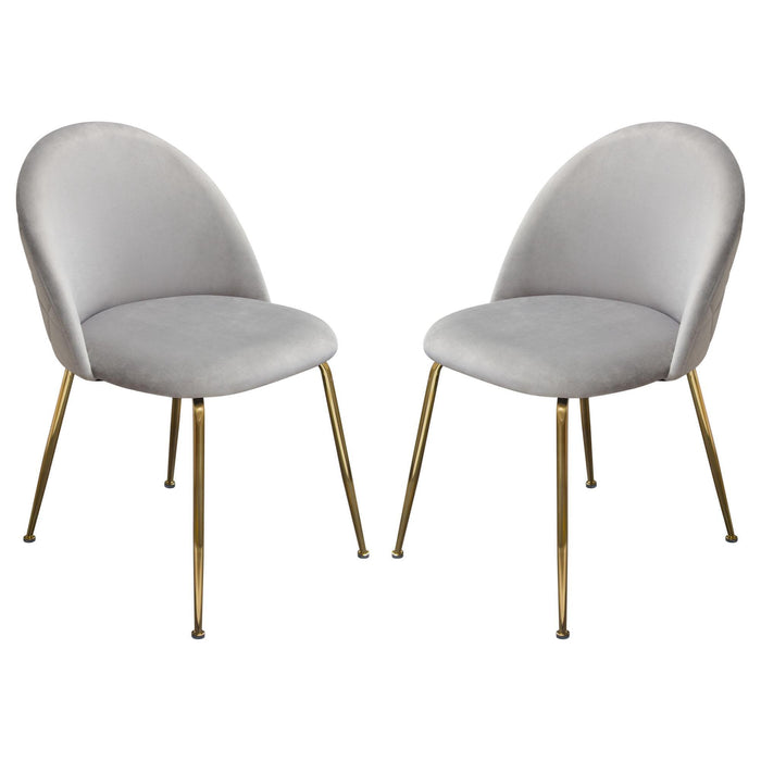 Lilly Set of (2) Dining Chairs in Grey Velvet w/ Brushed Gold Metal Legs by Diamond Sofa image