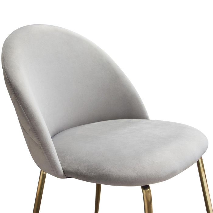 Lilly Set of (2) Dining Chairs in Grey Velvet w/ Brushed Gold Metal Legs by Diamond Sofa