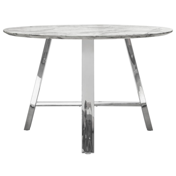 Paris 47" Round Dining Table w/ Faux Marble Top and Chrome Base by Diamond Sofa