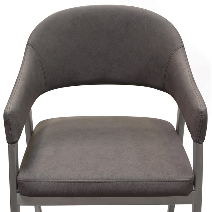 Adele Set of Two Counter Height Chairs in Grey Leatherette w/ Brushed Stainless Steel Leg by Diamond Sofa