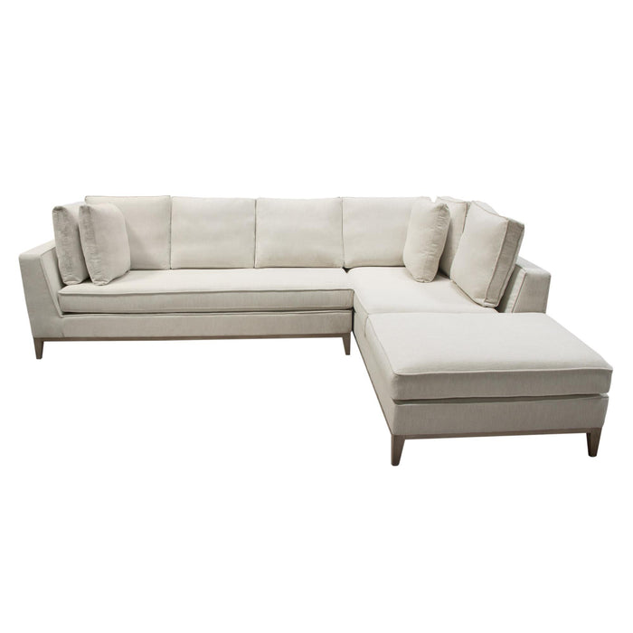 Haven RF 2PC Sectional in Cream Polyester Fabric w/ Loose Pillow Back & Wood Leg Accent by Diamond Sofa