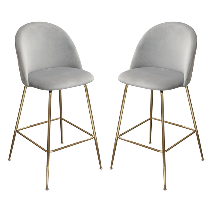 Lilly Set of (2) Bar Height Chairs in Grey Velvet w/ Brushed Gold Metal Legs by Diamond Sofa image