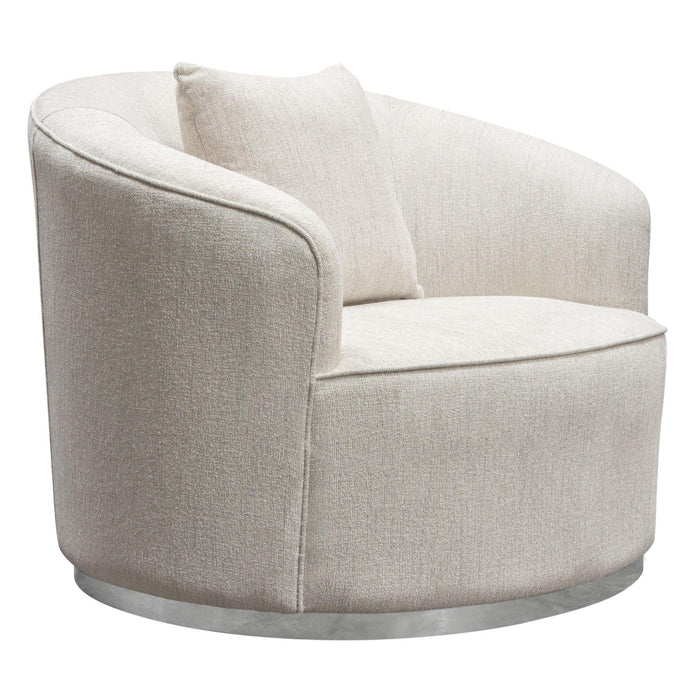 Raven Chair in Light Cream Fabric w/ Brushed Silver Accent Trim by Diamond Sofa