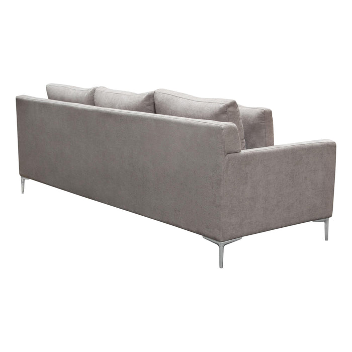 Seattle Loose Back Sofa in Grey Polyester Fabric w/ Polished Silver Metal Leg by Diamond Sofa