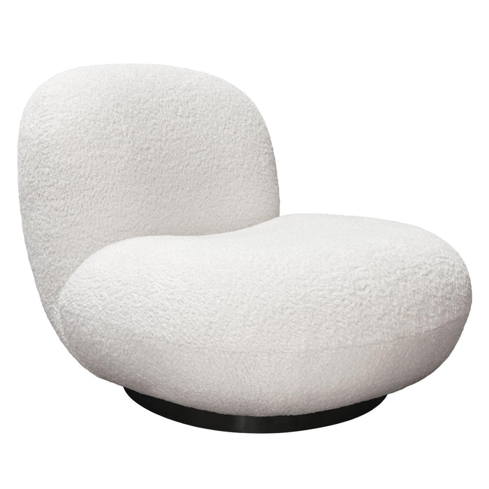 Simone Swivel Accent Chair in White Faux Sheepskin Fabric by Diamond Sofa