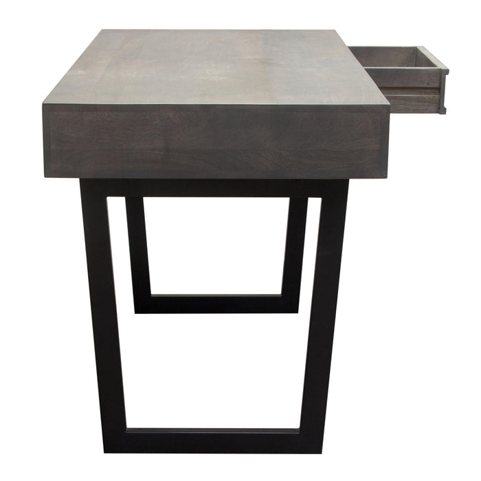 Hammond 2-Drawer Writing Desk in Solid Mango Wood Grey Finish & Black Iron Legs by Diamond Sofa