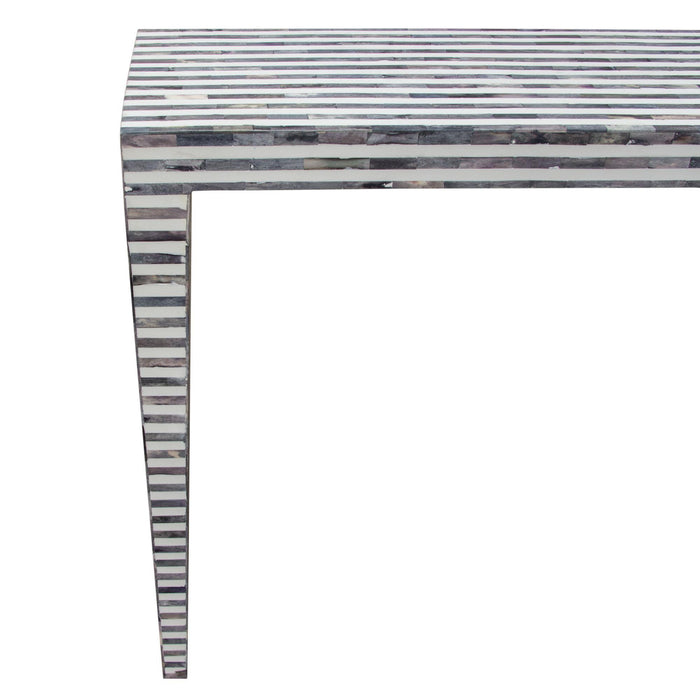 Mosaic Console Table w/ Bone Inlay in Linear Pattern by Diamond Sofa