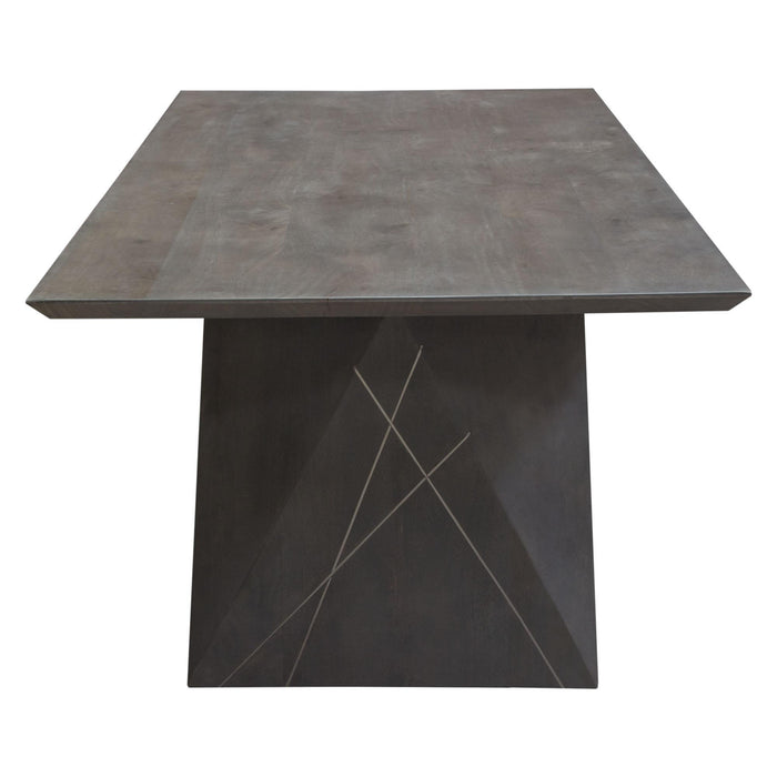 Motion Solid Mango Wood Dining Table in Smoke Grey Finish w/ Silver Metal Inlay by Diamond Sofa