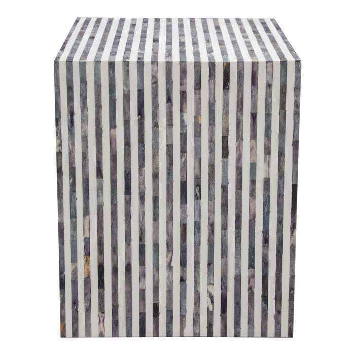 Mosaic End Table w/ Bone Inlay in Linear Pattern by Diamond Sofa