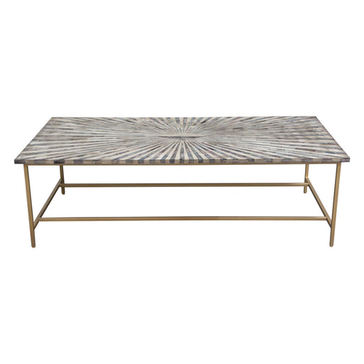 Prisma Cocktail Table w/ Dyed Bone Inlay Sunburst Top & Brass Legs by Diamond Sofa image