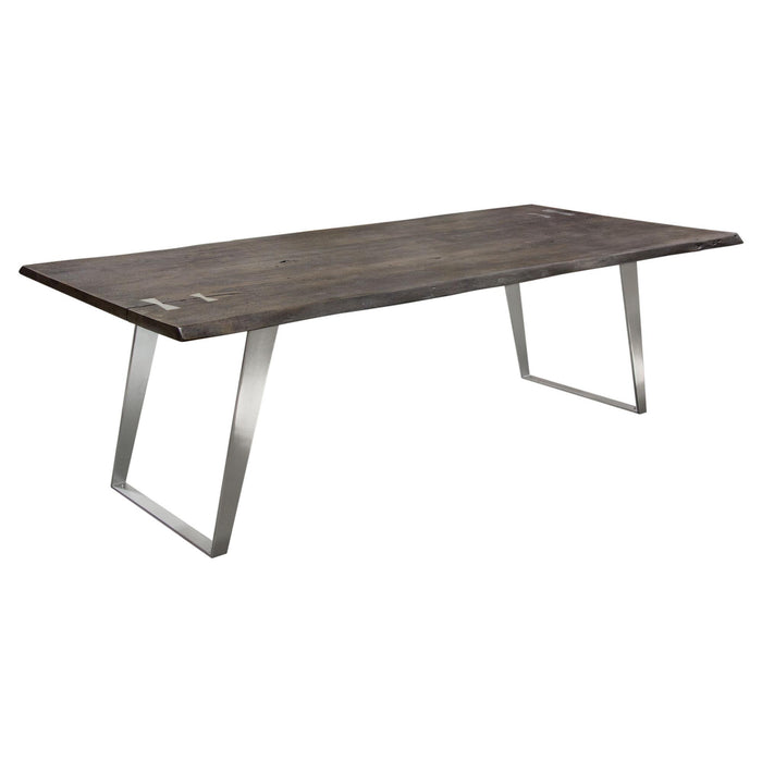 Titan Solid Acacia Wood Dining Table in Espresso Finish w/ Silver Metal Inlay & Base by Diamond Sofa