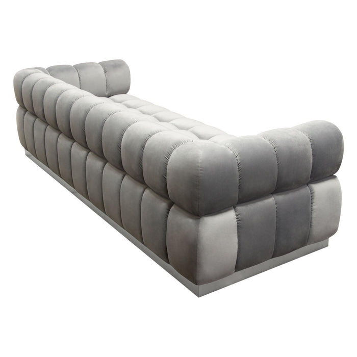 Image Low Profile Sofa in Platinum Grey Velvet w/ Brushed Silver Base by Diamond Sofa